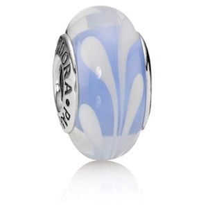 RETIRED Authentic Pandora Murano Blue & White Swirl Charm
